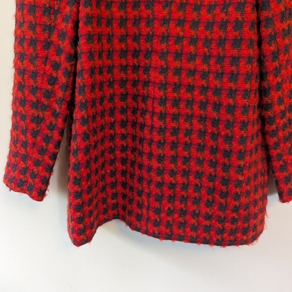 Vintage Houndstooth Boucle Tweed Double Breasted Blazer Preppy Maximalist - Picture 13 of 14